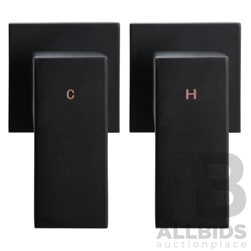 Round 9 inch Rain Shower Head & Taps Set Bathroom Handheld Spray Bracket Rail Mat Black