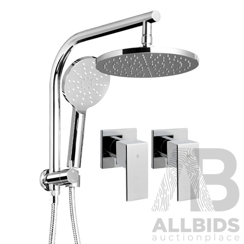 9 inch Rain Shower Head Round Wall Bathroom Arm Handheld Spray Bracket Rail Chrome - Brand New - Free Shipping