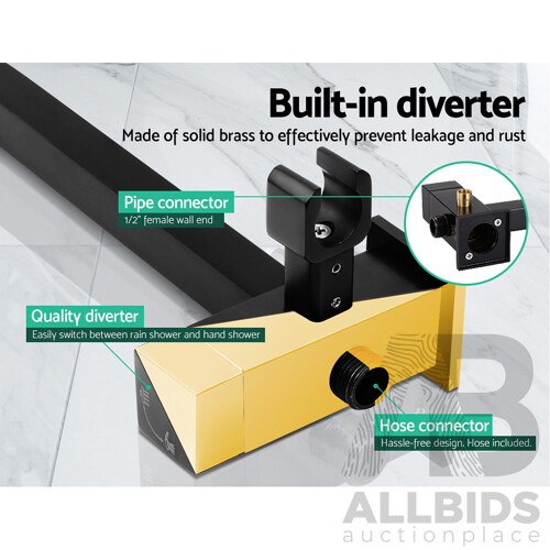 8 inch Rain Shower Head Square Wall Bathroom Arm Handheld Spray Bracket Rail Mat Black - Brand New - Free Shipping