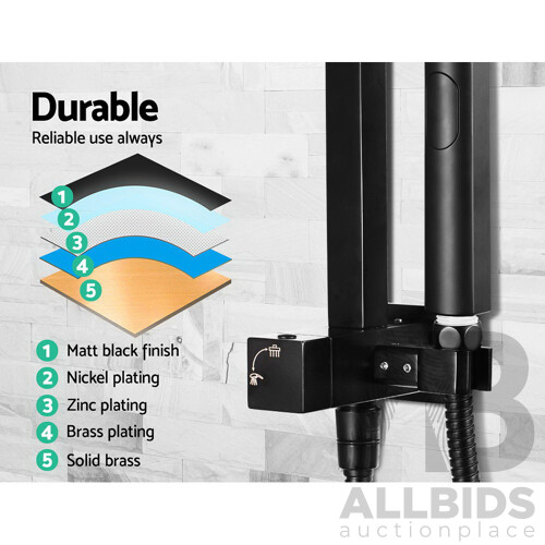 8 inch Rain Shower Head Square Wall Bathroom Arm Handheld Spray Bracket Rail Mat Black - Brand New - Free Shipping