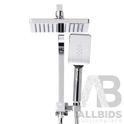 8 inch Rain Shower Head Square Wall Bathroom Arm Handheld Spray Bracket Rail Chrome