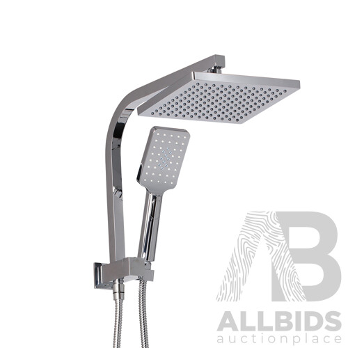 8 inch Rain Shower Head Square Wall Bathroom Arm Handheld Spray Bracket Rail Chrome