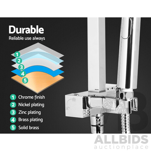 8 inch Rain Shower Head Square Wall Bathroom Arm Handheld Spray Bracket Rail Chrome
