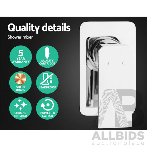 8 inch Rain Shower Head Square Wall Bathroom Arm Handheld Spray Bracket Rail Chrome - Brand New - Free Shipping