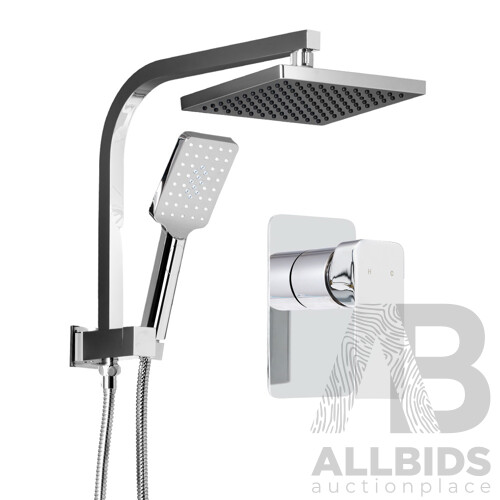 8 inch Rain Shower Head Square Wall Bathroom Arm Handheld Spray Bracket Rail Chrome - Brand New - Free Shipping