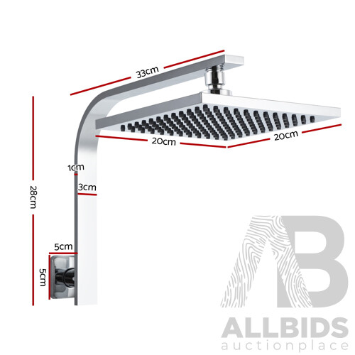 8 Rain Shower Head Set Bathroom Gooseneck Square Faucet High Pressure Hand Held