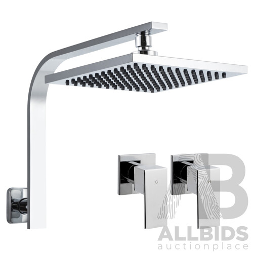 8 Rain Shower Head Set Bathroom Gooseneck Square Taps Hand Held High Pressure DIY