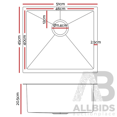 510 x 450mm Stainless Steel Sink - Brand New - Free Shipping
