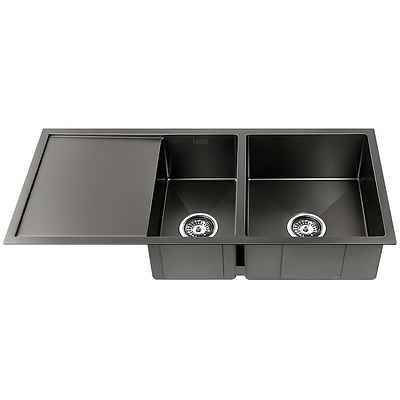 1000 x 450mm Single Stainless Steel Kitchen Sink - Black - Free Shipping