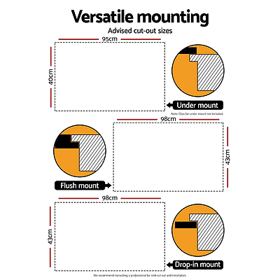 1000 x 450mm Single Stainless Steel Kitchen Sink - Black - Free Shipping