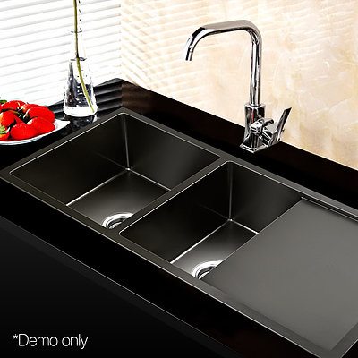 1000 x 450mm Single Stainless Steel Kitchen Sink - Black - Free Shipping