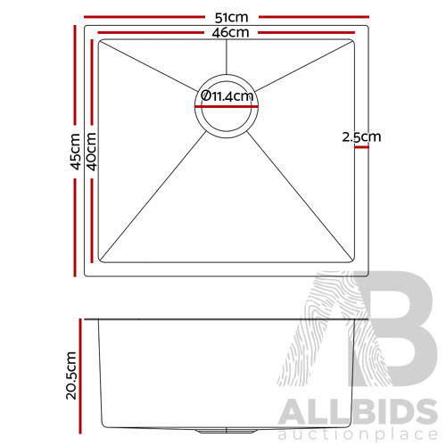 510x450mm Nano Stainless Steel Kitchen Sink 