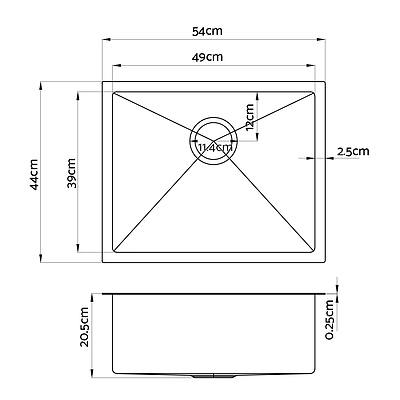 540x440mm Stainless Steel Kitchen Laundry Sink Single Bowl Nano Silver