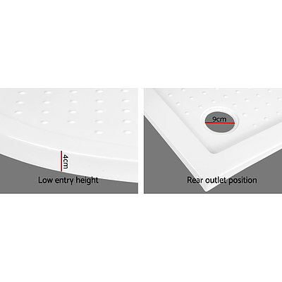 Shower Base Bathroom Over Tray Acrylic ABS Curved 900x900mm White