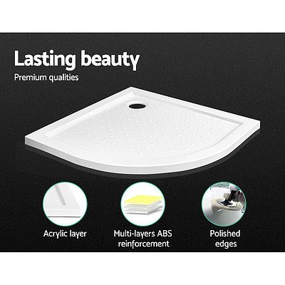 Shower Base Bathroom Over Tray Acrylic ABS Curved 900x900mm White
