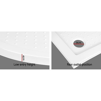 Shower Base Bathroom Over Tray Acrylic ABS Curved 900x900mm White