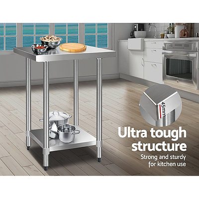 610 x 610m Commercial Stainless Steel Kitchen Bench