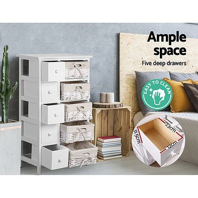 5 Basket Storage Drawers - White - Brand New - Free Shipping