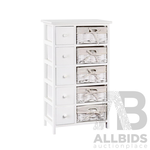 5 Basket Storage Drawers - White - Brand New - Free Shipping