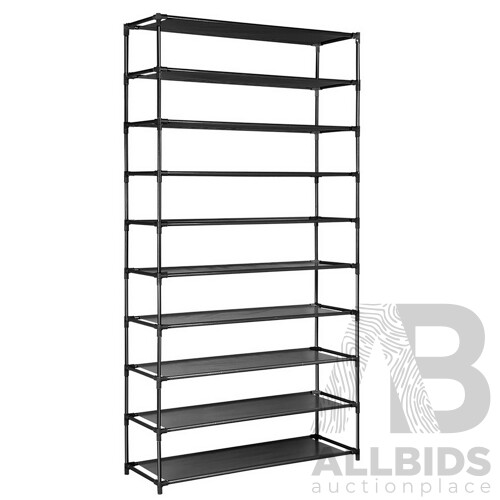 50 Pairs 10 Tier Shoe Rack Metal Shelf Holder Stackable Portable Black - Brand New - Free Shipping