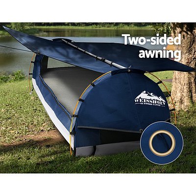 Swag King Single Camping Swags Canvas Free Standing Dome Tent Dark Blue with 7CM Mattress - Brand New - Free Shipping