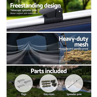 Swag King Single Camping Swags Canvas Free Standing Dome Tent Dark Blue with 7CM Mattress - Brand New - Free Shipping