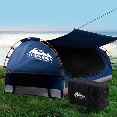 Swag King Single Camping Swags Canvas Free Standing Dome Tent Dark Blue with 7CM Mattress - Brand New - Free Shipping