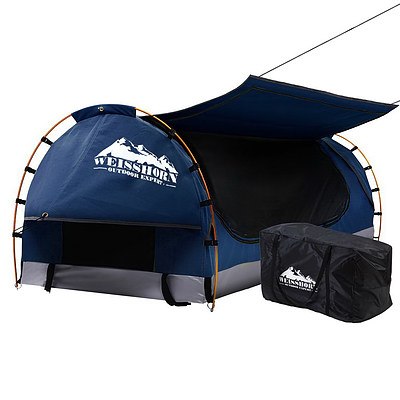 Swag King Single Camping Swags Canvas Free Standing Dome Tent Dark Blue with 7CM Mattress - Brand New - Free Shipping