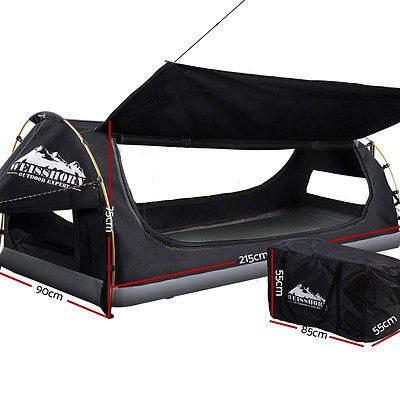 Swag King Single Camping Swags Canvas Free Standing Dome Tent Dark Grey with 7CM Mattress - Brand New - Free Shipping