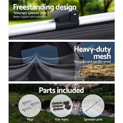 Swag King Single Camping Swags Canvas Free Standing Dome Tent Dark Grey with 7CM Mattress - Brand New - Free Shipping