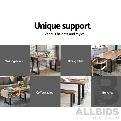 2x Coffee Dining Table Legs Steel Industrial Vintage Bench Metal Box Shape 400MM