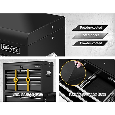 Tool Chest and Trolley Box Cabinet 16 Drawers Cart Garage Storage Black - Brand New - Free Shipping