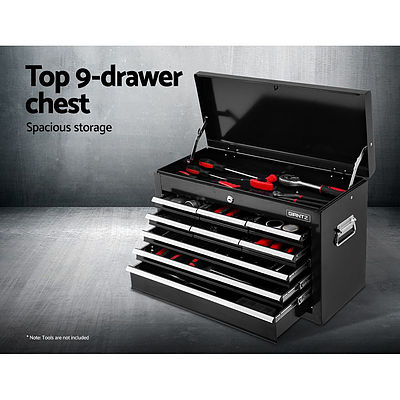 Tool Chest and Trolley Box Cabinet 16 Drawers Cart Garage Storage Black - Brand New - Free Shipping