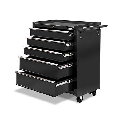 5 Drawers Roller Toolbox Cabinet Black - Free Shipping