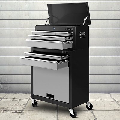 7 Drawer Tool Box Cabinet Chest Storage Garage Toolbox Organiser Set  Black and Grey - Brand New - Free Shipping