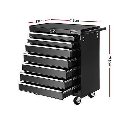 Tool Chest and Trolley Box Cabinet 7 Drawers Cart Garage Storage Black - Brand New - Free Shipping
