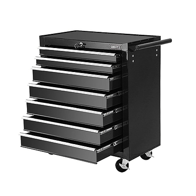 Tool Chest and Trolley Box Cabinet 7 Drawers Cart Garage Storage Black - Brand New - Free Shipping