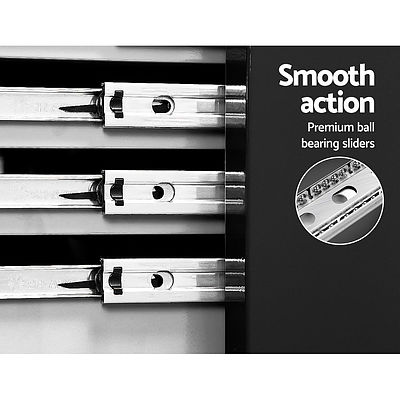 Tool Chest and Trolley Box Cabinet 7 Drawers Cart Garage Storage Black and Silver - Brand New - Free Shipping