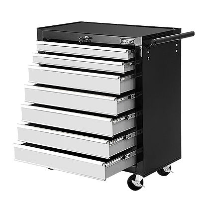 Tool Chest and Trolley Box Cabinet 7 Drawers Cart Garage Storage Black and Silver - Brand New - Free Shipping
