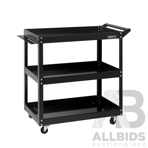 Tool Cart 3 Tier Parts Steel Trolley Mechanic Storage Organizer Black - Brand New - Free Shipping