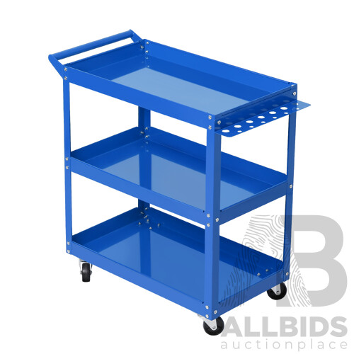 Tool Cart 3 Tier Parts Steel Trolley Mechanic Storage Organizer Blue - Brand New - Free Shipping