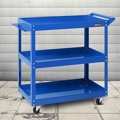 Tool Cart 3 Tier Parts Steel Trolley Mechanic Storage Organizer Blue - Brand New - Free Shipping