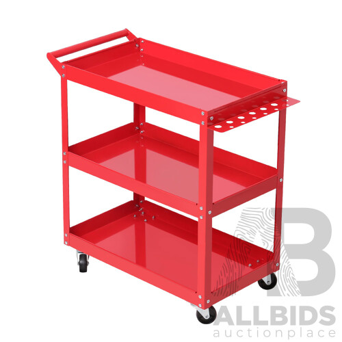 Tool Cart 3 Tier Parts Steel Trolley Mechanic Storage Organizer Red - Brand New - Free Shipping