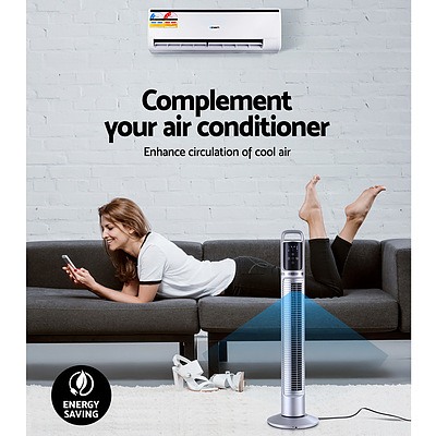 80cm 32 Tower Fan Bladeless Fans Oscillating with Remote Timer Silver