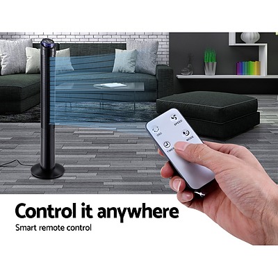122cm 48 Tower Fan Bladeless Fans Oscillating with Remote Timer Black
