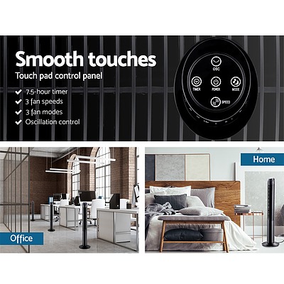 122cm 48 Tower Fan Bladeless Fans Oscillating with Remote Timer Black