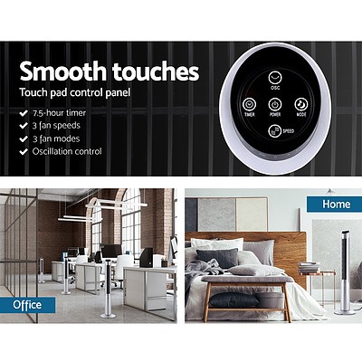 122cm 48 Tower Fan Bladeless Fans Oscillating with Remote Timer Silver