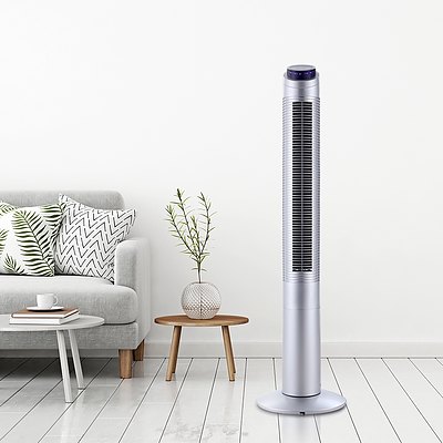 122cm 48 Tower Fan Bladeless Fans Oscillating with Remote Timer Silver