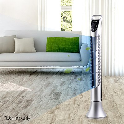 Portable Cross Flow Tower Fan - Silver