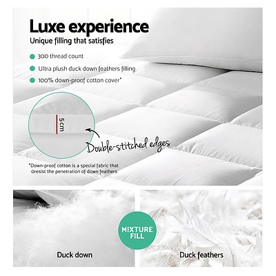 Double Size Duck Feather & Down Mattress Topper - Free Shipping